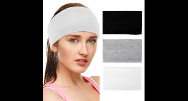 KARZO - 3 stuks extra brede hoofdbanden voor vrouwen, dikke haarbanden voor dameshaar, rekbare stoffen hoofdbanden, antislip, sporthoofdband voor dames
