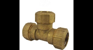 Messing PE Koppeling T-stuk 25mm - Drinkwater & Gas