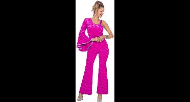 Catsuit Disco Velvet Roze - Jaren 80 & 90 - Dames - Maat 6XL