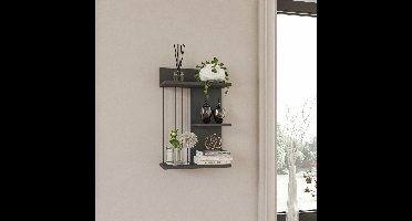 Skye Decor, Wandplank, Kinik - Anthracite, Gemelamineerde spaanplaat, Antraciet, 40 x 19 x 60 cm