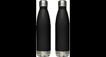 2 Stuks - RVS Vacuüm - Drinkfles - Thermosfles – 510 ml – Dubbelwandig – Warm & Koud – Lekvrij – Zwart