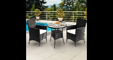 Casaria - Polyrattan Balkon Set 3 Stuks - Kussens 7 cm Dik