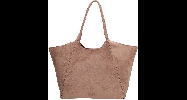 Beagles Ozu Shopper - Schoudertas - Damestas - Shopper - Ritssluiting - Ruim - Everyday - Faux Suede - Tote Bag - Dames Tas - Taupe