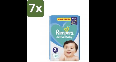 7 x Pampers – Luiers – Active Baby Maat 3 – 70 Luiers - Baby-luiers - Droge Billetjes - Huidbescherming - Luchtdoorlatende Luiers - Absorberende Luiers