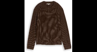 Tom Tailor Denim - Gebreide trui met relaxte pasvorm - Maat L - new cool dark brown