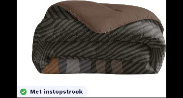 Zelesta Royalbed Brown Stripes 240x200 - Dekbed zonder overtrek - met Instopstrook - Wasbaar dekbed met Vaste Overtrek - All year zomerdekbed & winterdekbed