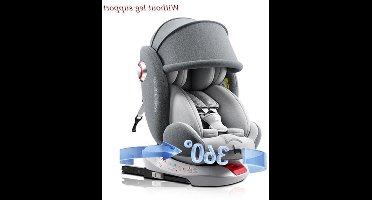 Baby Autostoel - Autostoeltjes - Autostoel Kinderen - Veiligheidszitje - 360° Draaibaar - Verstelbare Kinderautostoel - ISOFIX Bevestiging - Grijs met Zonnescherm