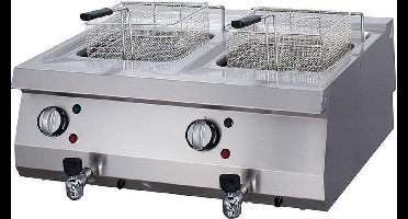 Heavy Duty Friteuse - 2 x 12 L - Dubbel - 70 cm Diep - met Tapkraan - Elektrisch