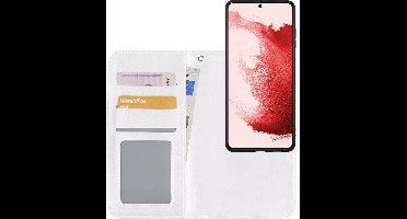 Hoesje - 2 in 1 - Geschikt voor Samsung Galaxy S22 - Met Uitneembare Hard Cover - Bookcase - Wallet Case - Met Pasjeshouder - Book Case - Uitneembaar - Pashouder - Kunstleer - Wit