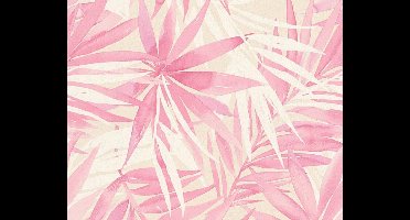 AQUAREL PALMBLADEREN BEHANG - Beige Roze Wit - AS Creation DESIGNDSCHUNGEL 2 by Laura Noltemeyer