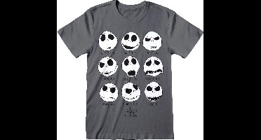 Nightmare Before Christmas - Many Faces Of Jack Unisex T-Shirt Donker Grijs