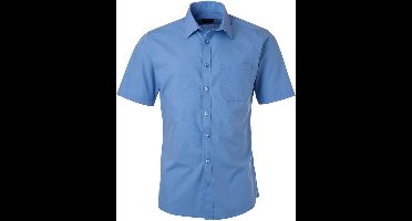 Daiber Herenshort Poplin Shirt met korte mouwen (Aqua Blauw)
