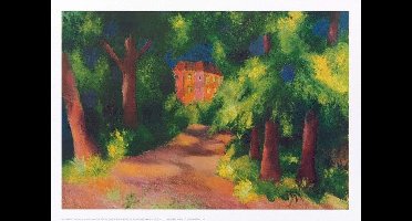 Kunstdruk August Macke - Rotes Haus im Park 70x50cm