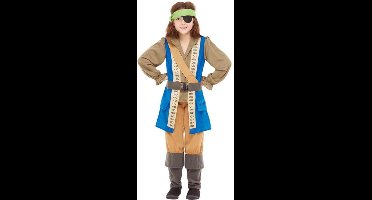 Smiffys - Horrible Histories Pirate Captain Kinder Kostuum - Kids tm 12 jaar - Blauw/Bruin
