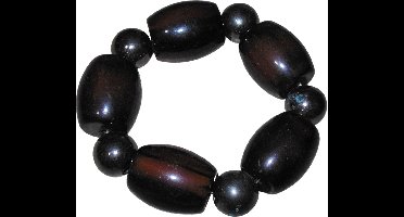 Armband donkerbruin met metalen bolletjes