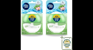 2 x Ambi Pur - Toiletblok - Starterkit 5in1 - Bamboe & Lotus - Toiletblok - 55 ml - Wasstrips - Toiletblok - Toiletpot - Reiniging - Frisheid - Kalkaanslag