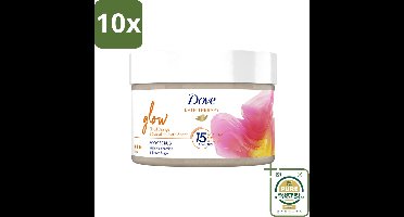 10 x Dove Bath Therapy Glow - Bodyscrub - Bloedsinaasappel & Rabarber - 295 ml - Wasstrips - Huid Verzorging - Huid Stralen - Huid Glans - Huid Exfoliatie - Huid Hydratatie
