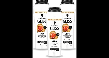 3 x Gliss - Shampoo - Total Repair - Voor Intensief Haarherstel - 250 ml - Voordeelverpakking - 3 stuks