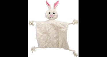 Flamingo - Hondenspeelgoed - Speelgoed Akra Knuffeldoek & Konijn met touw Wit - 40 x 40 x 7cm - 1st