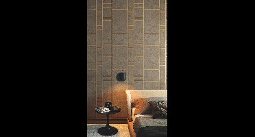 Marburg Behang - Betonlook met Goud Metallic Strepen