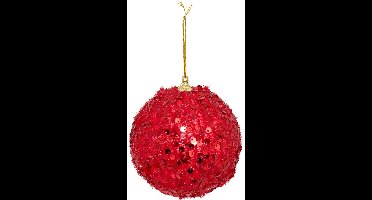 Boule de Noël à sequins rouge D. 100 mm