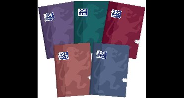 Notitieboek A4, 5 stuks, ruitjes, 60 vel, mix kleuren, softcover