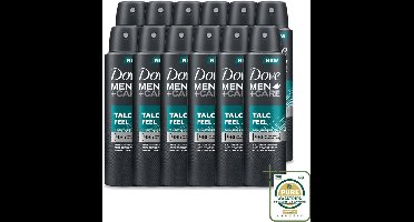 12 x Dove - Deodorant - Men Care Talc Feel - Zachte en verzorgende bescherming - 150 ml - Wasstrips - Deodorant Spray - Zweetbescherming - Frisheid - Huidbescherming - Men Care