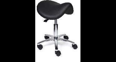 Ergonomische Zadelkruk Premium Zwart op Wielen Lage uitvoering (45-58cm) / Zonder voetensteun / Standaard wielen