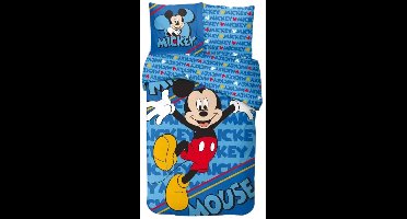Mickey Mouse Dekbedovertrek blauw Eenpersoons - 140 x 200 cm - Katoen