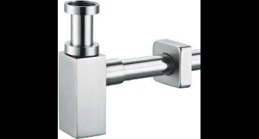 Plieger designbekersifon vierkant 5/4 inclusief muurbuis 30cm inclusief rozet inox