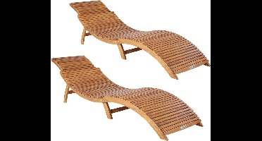 Casaria Ligstoel 2 Stuks - FSC®-Gecertificeerd Acaciahout – Bruin