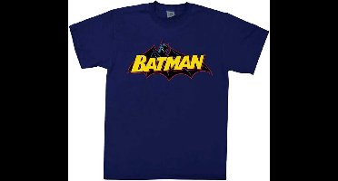 DC Comics Batman Heren Tshirt -S- Retro Logo Blauw