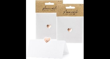 PartyDeco naamkaartjes/plaatskaartjes Lief - Bruiloft - rosegoud/wit - 30x - 10 x 5 cm