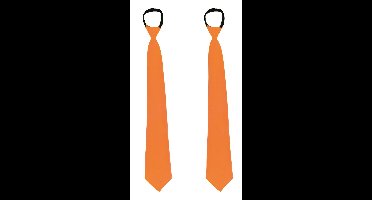 Funny Fashion Carnaval verkleed stropdas - 2x - neon oranje - volwassene - verkleedthema