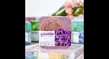 Loofah Zeepblok Lavendel - Lavender - 100g Zeep Stuk met Loofah Spons - Handgemaakte Biologische Body Bar met Luffa - Duurzaam - Handmade - Bio - Vegan - Plantaardig -