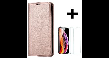 Hoesje Geschikt voor Apple iPhone XR Rico Vitello Magnetische Wallet case/book case hoesje kleur Rosé goud