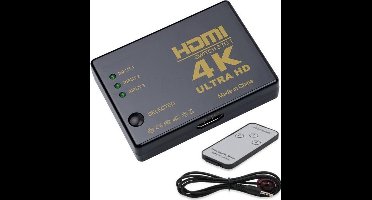 HDMI schakelaar 3 naar 1 / met afstandsbediening en IR extender - versie 1.4 (4K 30Hz)