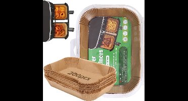 200 rechthoekige bakplaten voor de airfryer, met de afmetingen 22 x 14 cm, compatibel met Ninja AF300EU, AF400EU, Princess en andere airfryers met twee zones.