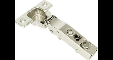 Starx Kastscharnier Opliggend met Geïntegreerde Demping - Clip Scharnier 35 mm - Openingshoek 100 Graden - Deurdikte 14-24 mm - Inclusief Montageplaat - Vernikkeld - Staal