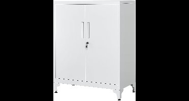 Sierra Archiefkast, OMC013G01 Dossierkast, multifunctionele kast, kantoorkast met 2 deuren, kast afsluitbaar, opbergkast van staal, voor werkkamer, woonkamer, grijs