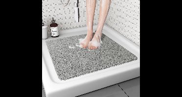Douchemat - 53 x 53 cm (Vierkant) - Polyvinylchloride (PVC) - Antislip - Anti-Schimmel - Wasbare - Sneldrogend - Kleur : Grijs