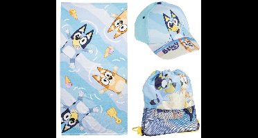 Bluey Strandlaken Zwemtas en Pet – Strandset Kind – Handdoek Zwemtas Cap – Strand Zwembad – Jongens Meisjes