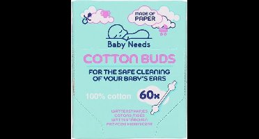 Wattenstaafjes Speciaal Voor Baby´s - 5x Doosjes van 60 Stuks - Babyvriendelijk - 100% Katoen - Schone Oortjes Baby