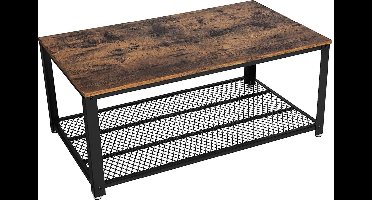 Hoppa! Bijzettafel | Nachtkastje | Metalen Frame | Eenvoudig te Monteren | Vintage Donkerbruin | 106.2 x 45 x 60.2 cm (B x D x H)
