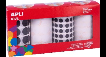 SET 4 ROLLEN PLAKFIGUREN ZWARTE EN WITTE BOLLEN