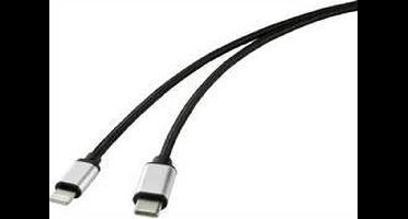 Renkforce RF-4353446 USB-kabel USB 2.0 USB-C stekker, Apple Lightning stekker 1.00 m Zwart