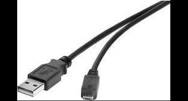 Renkforce USB-kabel USB 2.0 USB-A stekker, USB-micro-B stekker 3.00 m Zwart Vergulde steekcontacten RF-4724427
