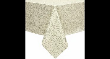 Protecttable - Tafelzeil Lijnenspel Creme 140x150cm - Tafelkleed Afwasbaar - Kunststof