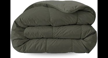 Zelesta Pure Uni Olijfzwart 140x200cm - Katoenen dekbed zonder overtrek - Wasbaar dekbed - Hoesloos dekbed - 2 in 1 Dekbed met vaste overtrek
