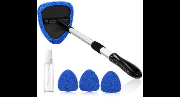 GELLDG Autoraamreiniger - Voorruitreiniger - Met 3 Microvezelpads - Uitschuifbare Greep 32-49 cm - Uitstekend Ontwerp - Snel en Gemakkelijk Autoreiniging - Geschikt voor Ontmist- en Ontvochtigingstool - Blauw